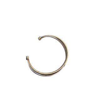 Gold-Tone Twisted Cable Open Cuff Bracelet With Polished Ends